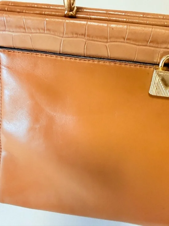 Michael Kors Gramercy Medium Acorn Leather Satchel - Croc Trim - Picture 7 of 14